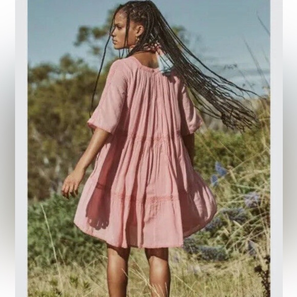 Spell & The Gypsy Women’s S Harmony Crocheted Lace Boho Tunic Dress in Peony - Picture 15 of 15